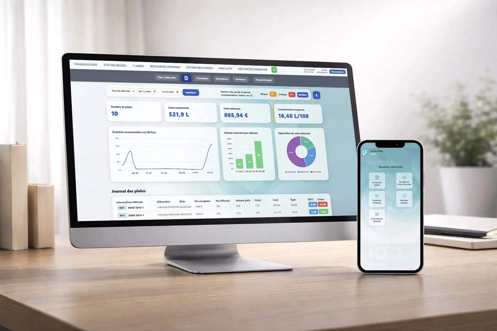 Application SaaS LinyaFlow gestion flotte et RH