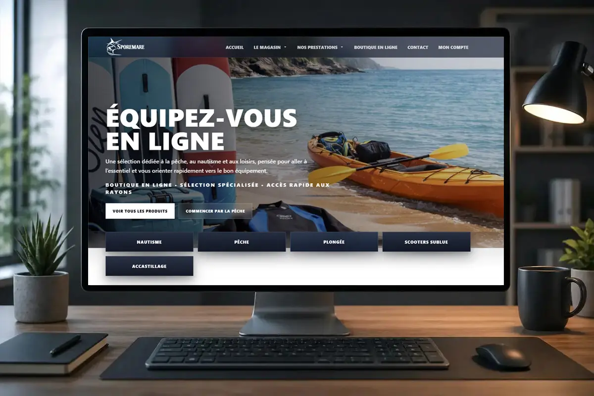 Boutique en ligne nautique développée pour Sporemare