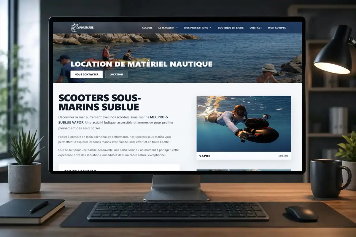 Présentation du service de location de matériel nautique