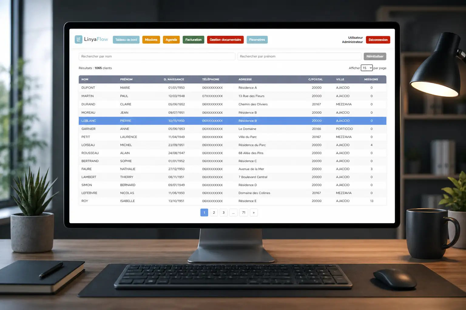Gestion clients et application métier LinyaFlow
